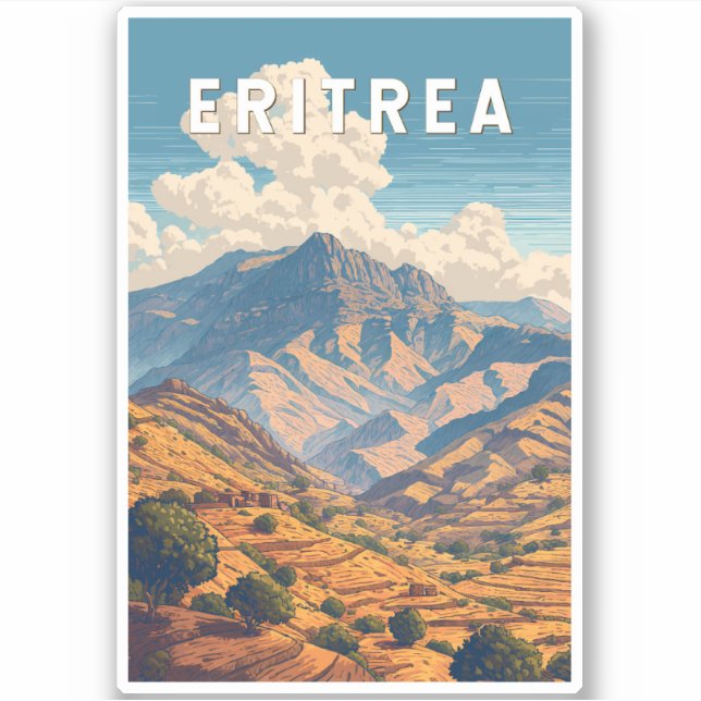 Eritrea Illustration Travel Art Vintag Aufkleber (Vorderseite)
