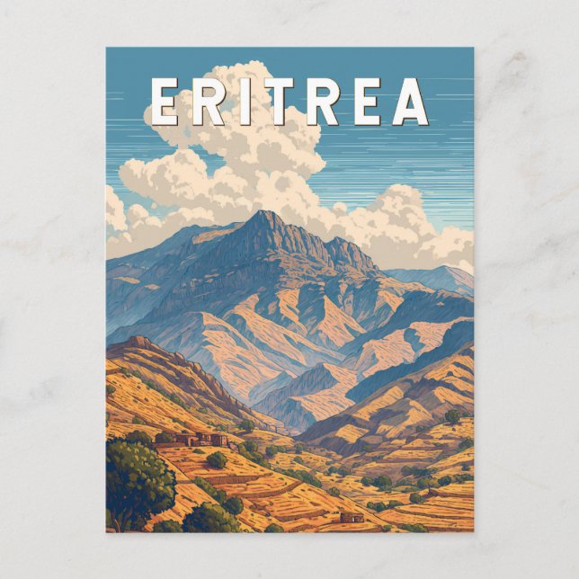 Eritrea Illustration Travel Art Vintag Postkarte (Vorderseite)