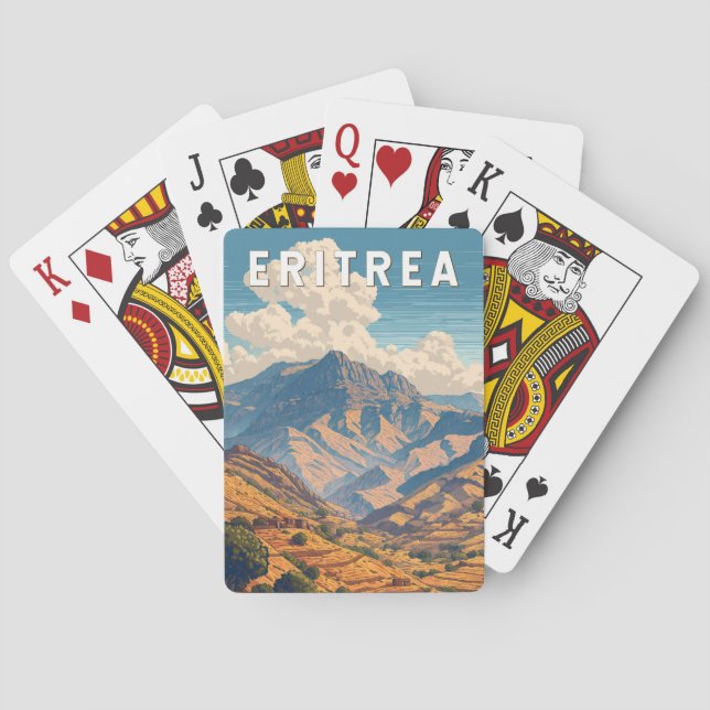 Eritrea Illustration Travel Art Vintag Spielkarten (Rückseite)