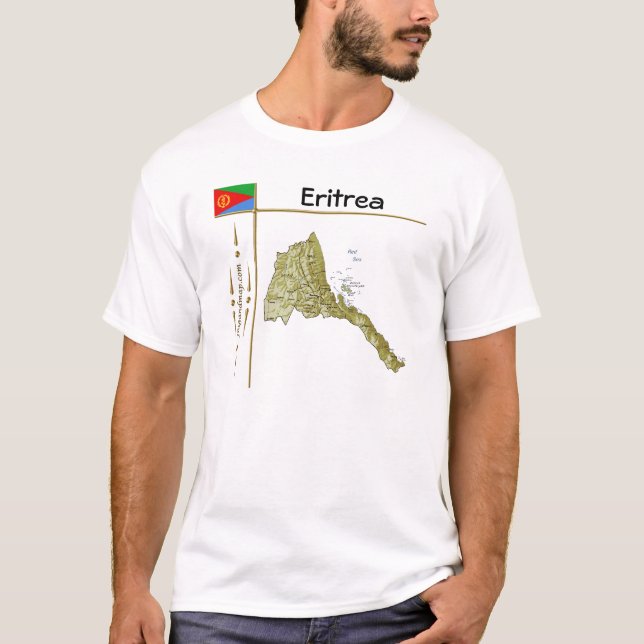 Eritrea Karte + Flagge + T - Shirt (Vorderseite)