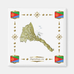 Eritrea Karte + Flaggen Magnet