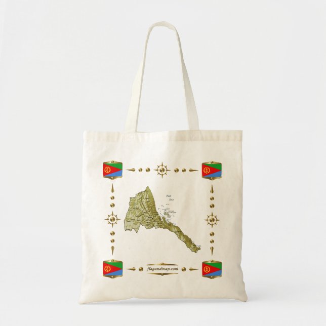 Eritrea-Karte + Flaggen-Tasche Tragetasche (Vorne)