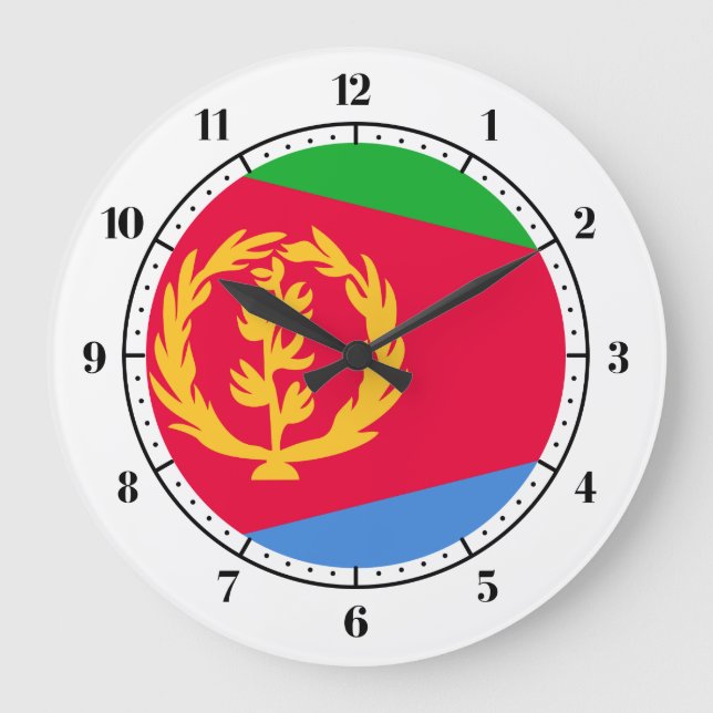 Eritrean Flaggenuhren Große Wanduhr (Vorderseite)