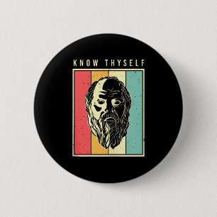 Erkenne Dich Selbst Philosophen Retro Philosophie Button