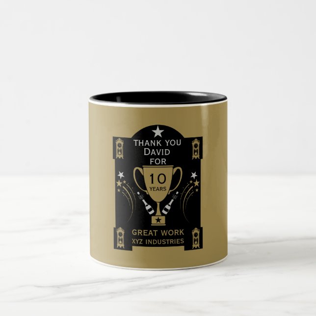 Erkennung von langen Anstellungen Zweifarbige Tasse (Mittel)