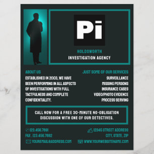 Erkennungslogo, Privatdetektiv-Ermittler Flyer