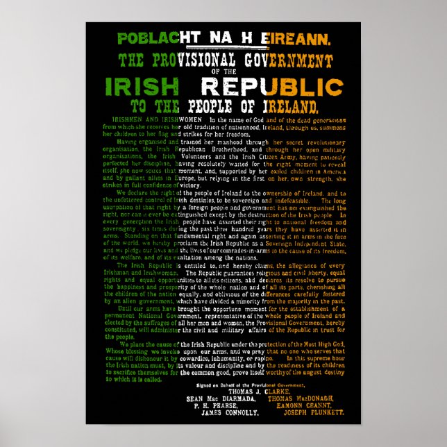 Erklärung der Irischen Republik zu Ostern Poster (Vorne)