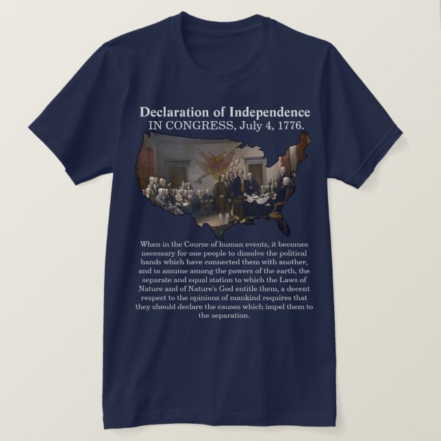 Erklärung des Unabhängigkeitskodexes, 4. Juli 1776 T-Shirt (Design vorne)