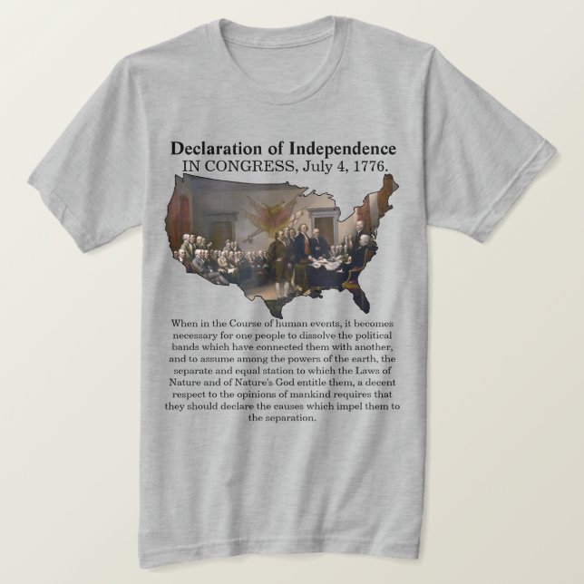 Erklärung des Unabhängigkeitskodexes, 4. Juli 1776 T-Shirt (Design vorne)