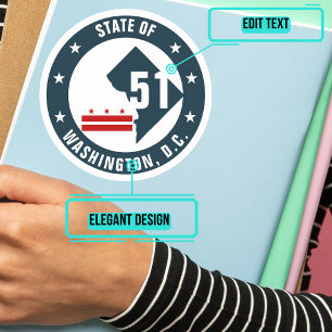 Erklärung für den Button "Washington DC"-Logo Runder Aufkleber