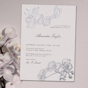 Erklärung Orchid Elegantes Blumenchic Brautparty Folieneinladung