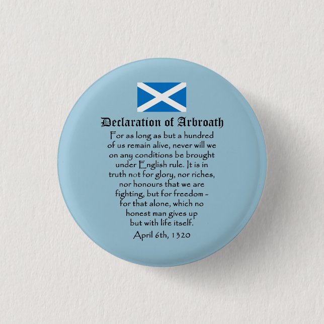Erklärung von Arbroath Scottish-Unabhängigkeit Button (Vorderseite)