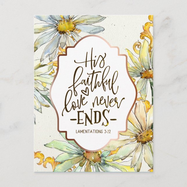Erklärungen 3:22 Seine treue Liebe endet nie Postkarte (Vorderseite)