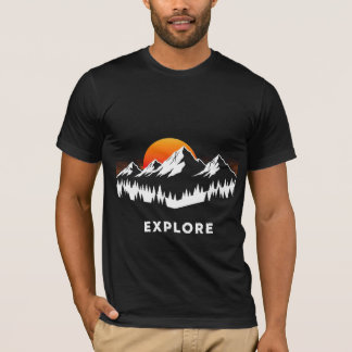 Erkunde Natur Berg Sonnenuntergang Minimalistische T-Shirt