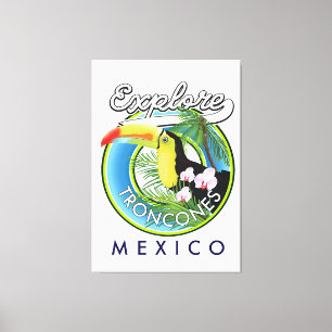 Erkunde Troncones Mexiko Retro-Logo Leinwanddruck
