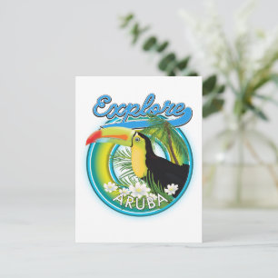 Erkunden Sie das Aruba-Reiselogo Postkarte