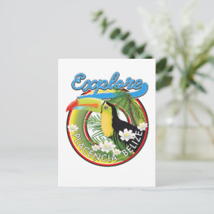 Erkunden Sie das Placencia Belize Reise Logo Postkarte