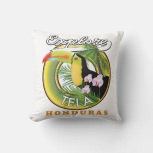 Erkunden Sie das Tela Honduras Reise Logo Kissen