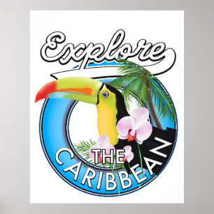 Erkunden Sie den karibischen Reiseaufkleber. Poster
