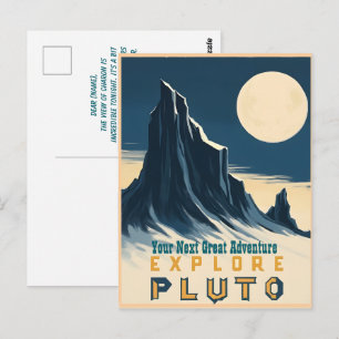Erkunden Sie den Pluto Vintage-Reiseplakat - Retro Postkarte
