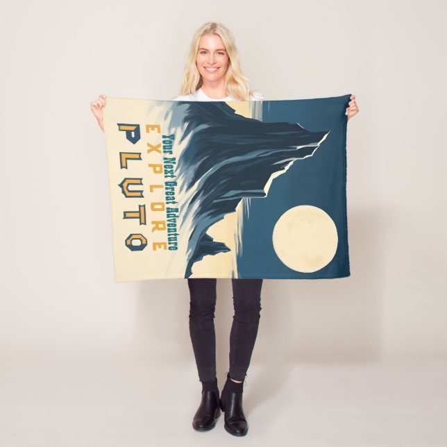 Erkunden Sie den Pluto Vintage-Reiseposter - Retro Fleecedecke (Beispiel)