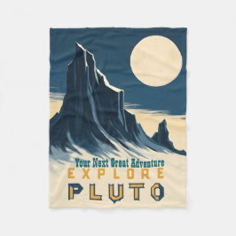 Erkunden Sie den Pluto Vintage-Reiseposter - Retro Fleecedecke