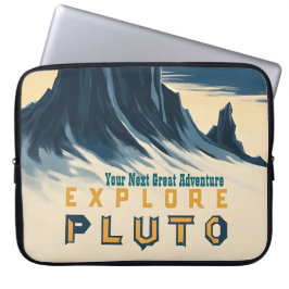 Erkunden Sie den Pluto Vintage-Reiseposter - Retro Laptopschutzhülle