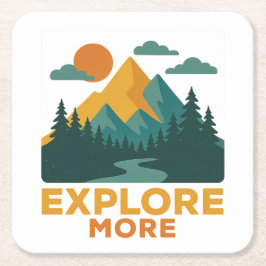 Erkunden Sie mehr - Retro Mountain & Forest Advent Rechteckiger Pappuntersetzer