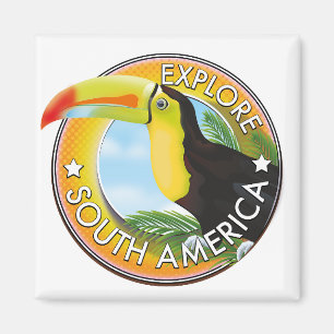 Erkunden Sie Südamerika Vintage-Logo Magnet