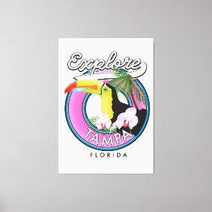 Erkunden Sie Tampa Florida Retro-Logo Leinwanddruck