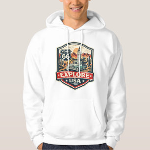Erkunden Sie USA Route 66 Vintage Road Trip Abzeic Hoodie