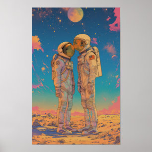 Erkundung weiblicher Astronauten auf Wüstenplanete Poster