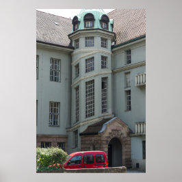 Erlangen Architektur mit einem roten Fahrzeug Poster