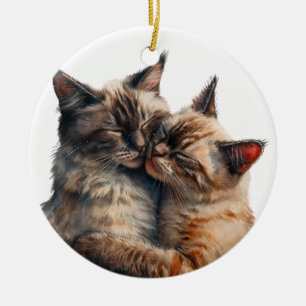 ERLÄUTERTE KATZEN VON SIAMESEN KERAMIK ORNAMENT