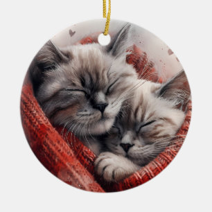 ERLÄUTERTE KATZEN VON SIAMESEN KERAMIK ORNAMENT