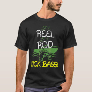 Erlebe Angel Echt Kick Bass Angler Fischerboot T-Shirt