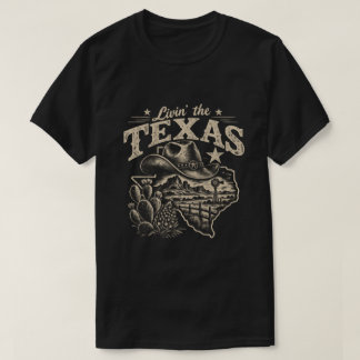 Erlebe das texanische Leben – Vintage Western Cowb T-Shirt