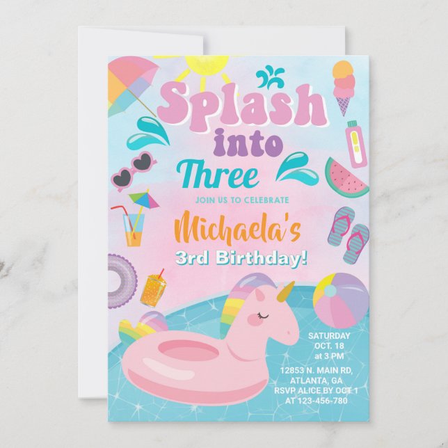 Erleben Sie das Party in einem der drei Pools. Einladung (Vorderseite)