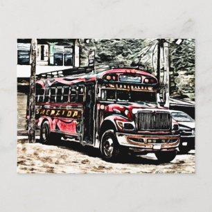 Erleben Sie den Hühnerbus in Guatemala Postkarte