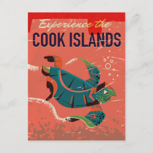 Erleben Sie die Cook-Inseln Vintage-Reiseposter Postkarte