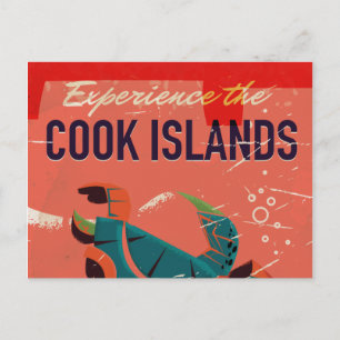 Erleben Sie die Cook Islands Vintage-Reiseposter Postkarte