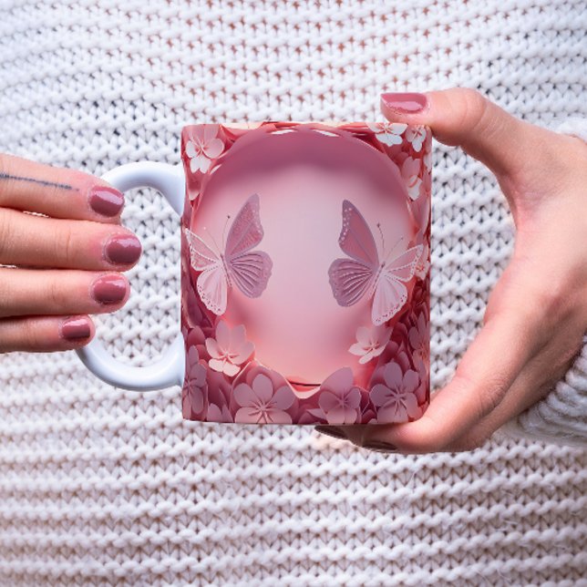 Erleben Sie die Eleganz: 3D-Schmetterling-Tasse Zweifarbige Tasse (Von Creator hochgeladen)
