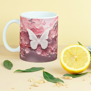 Erleben Sie die Magie: 3D-Schmetterlingskaffee-Tas Zweifarbige Tasse