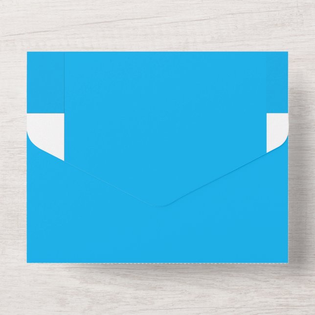 Erleben Sie die Schönheit eines blauen Himmels mit All In One Einladung (Rückseite)