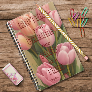 Erleben Sie Ihre Träume Inspirationsrosa Tulip Adu Notizbuch