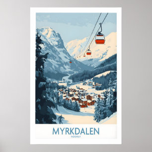 Erleben Sie Myrkdalen atemberaubende Ski-Plakat-Ku Poster