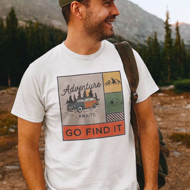 Erlebnis auf Reisen: Go It Retro Camping Reisen T-Shirt (Von Creator hochgeladen)