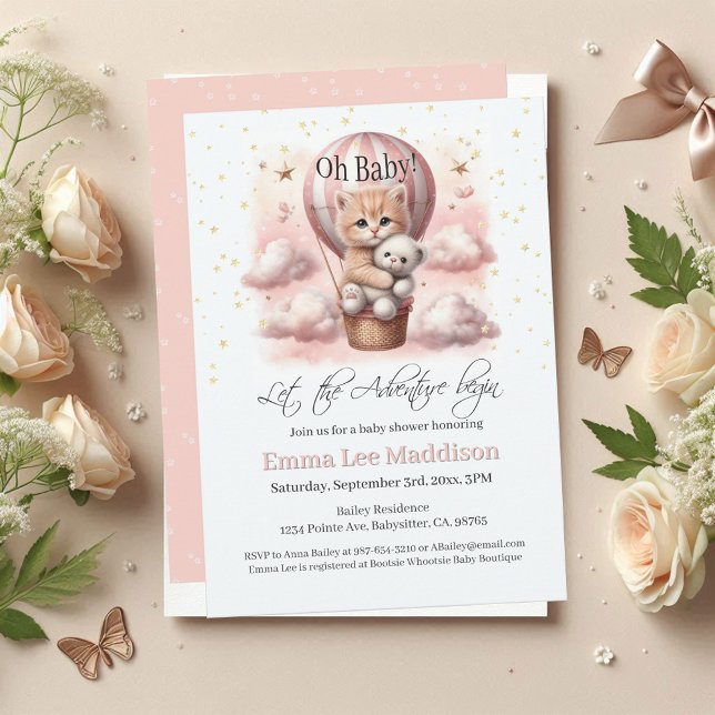 Erlebnis erwartet Baby Kitten Heißluftballon Einladung (Von Creator hochgeladen)