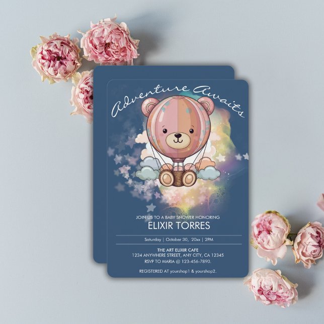 Erlebnis erwartet Bear Hot Air Ballon Babydusche Einladung (Von Creator hochgeladen)