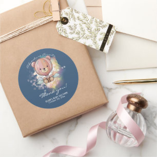 Erlebnis erwartet Bear Hot Air Ballon Babydusche Runder Aufkleber